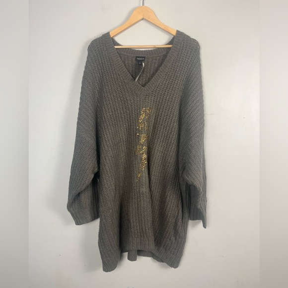 New torrid Chunky Pullover Tunic Sweater grey lightening bolt size 5x - Picture 3 of 8